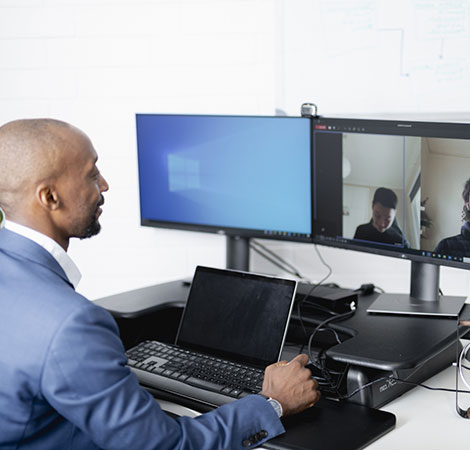 Principal Consultant Moses Matema on a Zoom call.